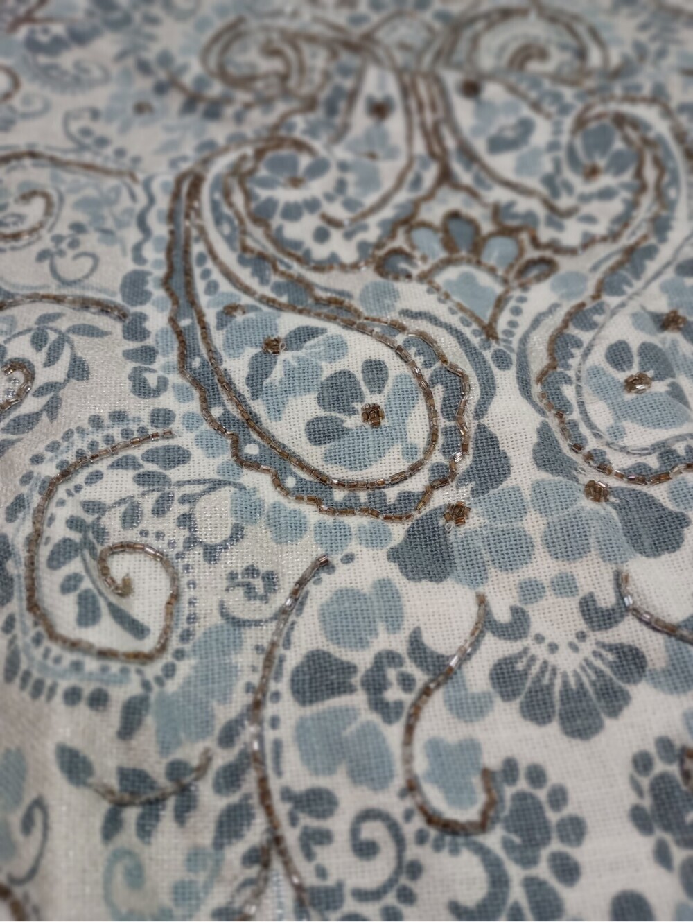Hotel Collection Beaded Decorative Pillow Cover 20 X 20 Boho Cotton Blue Gray